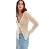 Women's Bikini Cover Up Tie-up Front Crochet Cardigan Tops Long Sleeve V Neck Swimsuit - 3 of 4