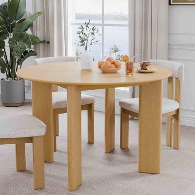 Lirago Nordic Style Solid Wood Round Dining Table - Perfect for 4 People 45*45 Natural