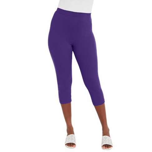 Roaman's Women's Plus Size Petite Essential Stretch Capri Legging - 12,  Purple