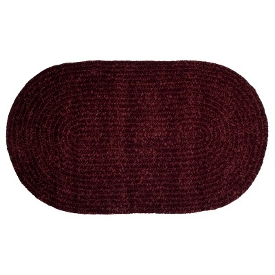 Burgundy Oval Braided Synthetic Reversible Utility Rug, 22" x 40"