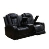 MAYEERTY Power Reclining Loveseat, Electric 2-Seat Leather Recliner with USB Charging, Storage & Cup Holders for Living Room, Black - 2 of 4
