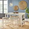 Set of 4 24" Tobias Counter Height Barstools Antique White - Lifestorey: Linen Upholstery, Rubberwood Legs, Nailhead Trim - 3 of 4