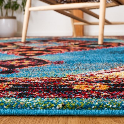 Vintage Hamadan Blue and Black Rectangular Area Rug