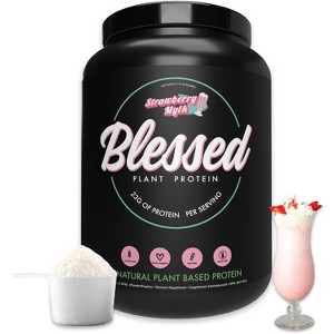 Blessed Plant Based Vegan Protein Powder - 23g of Pea Protein Powder, Dairy Free, Gluten Free, Soy Free - 30 Servings (Strawberry Mylk) - 1 of 4