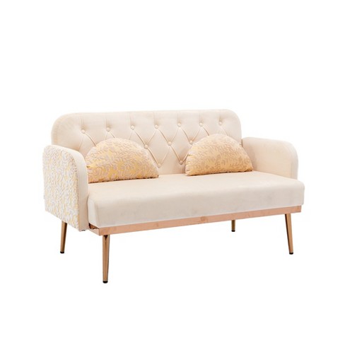 Modern Velvet Loveseat Sofa with Gold Metal Legs for Living Bedroom Leisure Areas - image 1 of 4