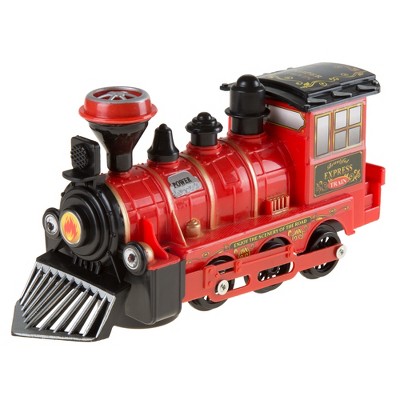 Toy Train Locomotive Engine Car with Battery-Powered Lights, Sounds and Bump-n-Go Movement for Boys and Girls by Toy Time Red