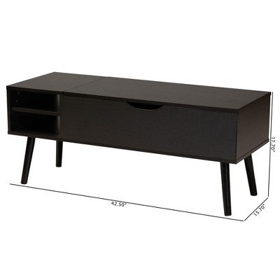 Roden Modern Two-Tone Black and Espresso Rectangular Wood Coffee Table with Lift-Top Storage