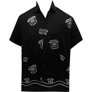 LA LEELA Men's Casual Button Down Short Sleeves Hawaiian Shirt Beach Aloha Party Holidays Shirts Summer Stylish Vacation Tops S Houseboat_AE92 - 1 of 3