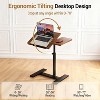 Height Adjustable Overbed Bedside Table with Wheels, Split Top Tilt Bedside Table, Mobile Laptop Computer Standing Desk Cart with Tray - 3 of 4