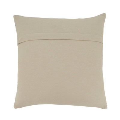 Ivory and Gold Genuine Leather Square Throw Pillow, 16"