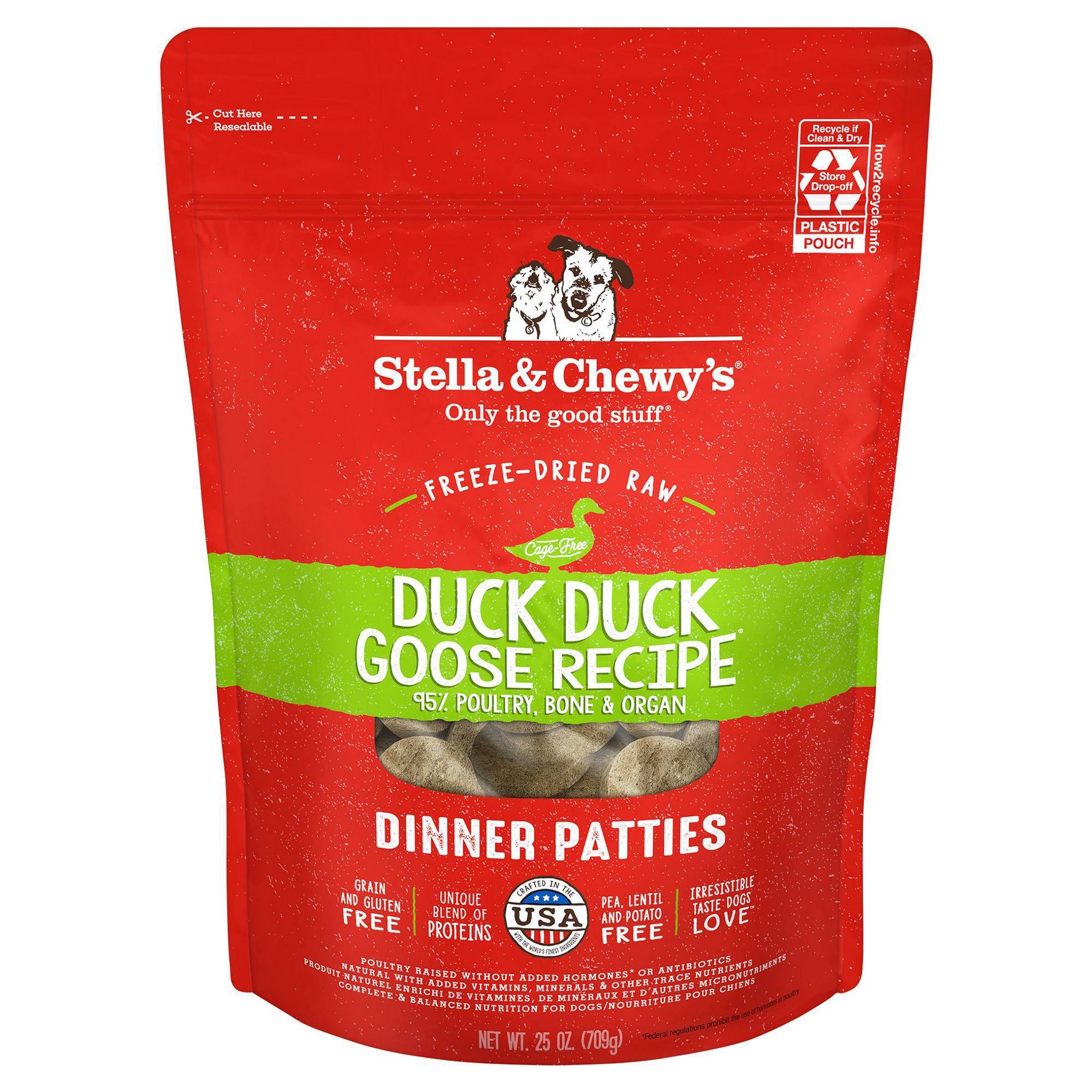 Stella & Chewy's Duck Duck Goose Patties Duck Flavor Freeze-Dried Patties Dry Dog Food - 25oz