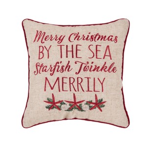 C&F Home 16" x 16" Starfish Twinkle Christmas Throw Pillow - 1 of 4