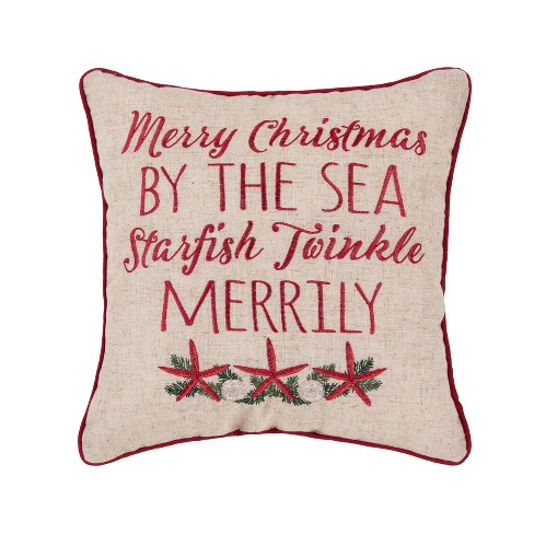 C&F Home 16" x 16" Starfish Twinkle Christmas Throw Pillow - image 1 of 4