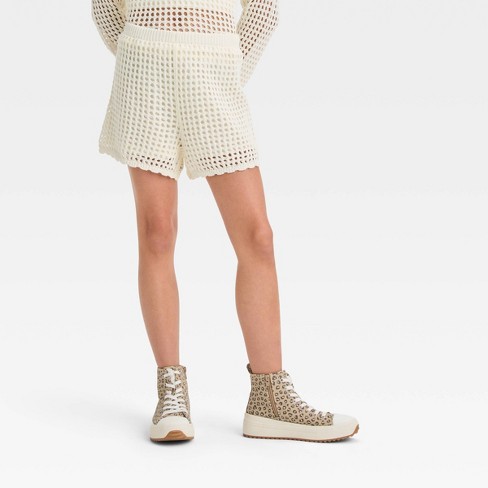 Girls white shop knit shorts