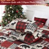 Christmas Quilt Set, 3 Piece Reversible Holiday Coverlet Bedding, Soft Microfiber Quilt and 2 Pillow Shams, Festive Printed Bedspread for Decor - 4 of 4