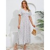 Clearlove Women's Floral Print V-Neck Ruffle Short-Sleeved Waist tie Dress Maxi Dress - 2 of 4