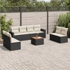vidaXL 9 Piece Patio Sofa Set with Cushions Black and Cream Poly Rattan - 2 of 4