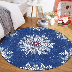 Christmas Snowflake Area Rug, Washable Rugs for Living Room, Bedroom Rugs Non Slip & Non-Shedding, Low Pile Floor Carpet for Kitchen Dining Room Decor - 1 of 4