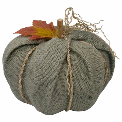 Northlight 6.75" Green Burlap Autumn Harvest Table Top Pumpkin