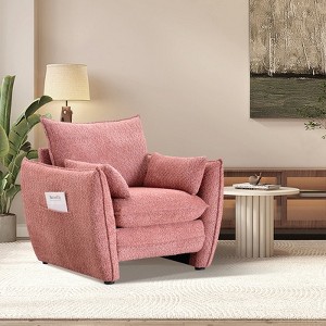 Aukfa Accent Chairs, Oversized Armchair with Side Pockets, Mid Century Modern Reading Chair, Ergonomic Comfy Sofa Chair for Office, Apartment - 1 of 4