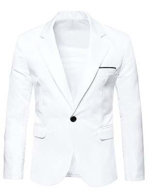 Lars Amadeus Men's Bussiness Casual Slim Fit One Button Dressy Blazer White X Large