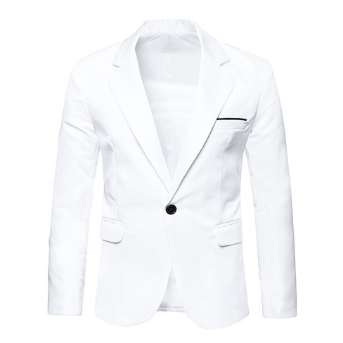 Lars Amadeus Men s Bussiness Casual Slim Fit One Button Dressy Blazer White X Large Target