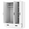 TIRAMISUBEST 3 Door Bedroom Wardrobe Closet with 2 Storage Drawers and Hanging Rod, Solid Wood Armoire with Storage Shelves - 4 of 4