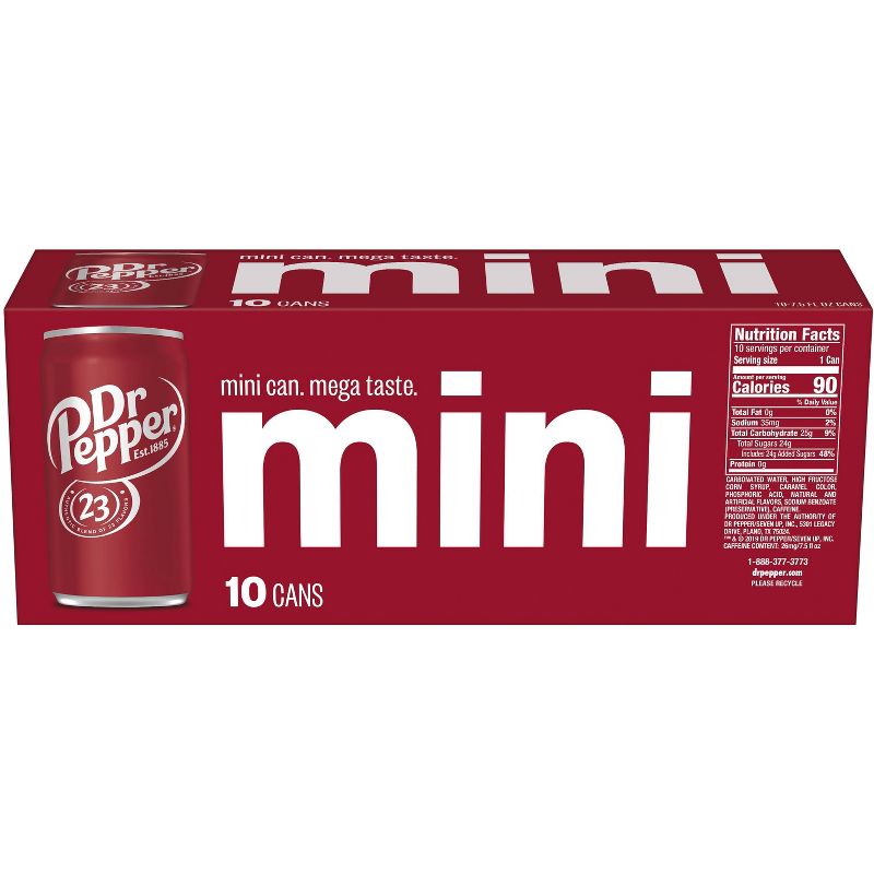 Dr Pepper Soda - 10pk/7.5 fl oz Mini Cans, 5 of 8