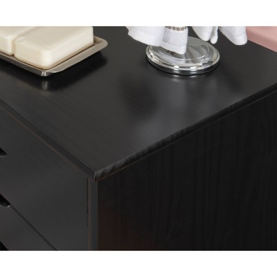 Cary Black Pine Wood Six Drawer Rolling Storage Cart