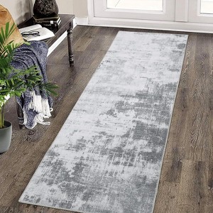 Acekool Washable Area Rug, Modern Abstract Non-Slip Stain Resistant Accent Carpet for Living Room Bedroom, Easy Care - 1 of 4