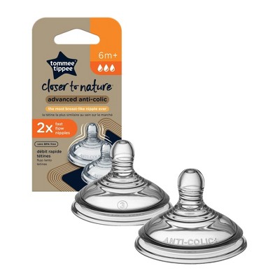 Image of Tommee Tippee Advanced Anti-colic 2pk Nipples Fast Flow - Clear