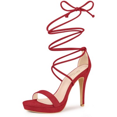 Perphy Women's Platform Stiletto Heels Lace Up Sandals