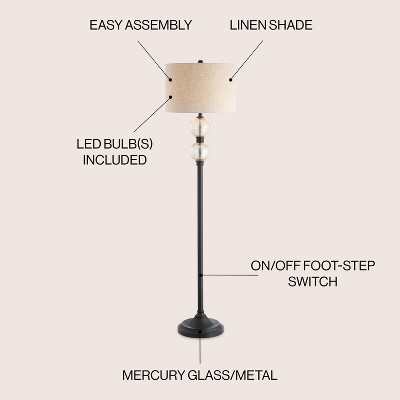 January 60" Black and Bronze Glass Floor Lamp