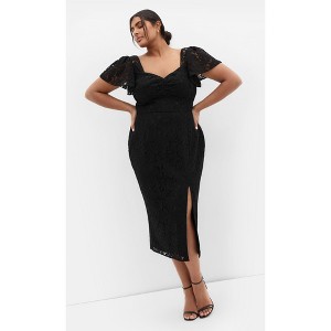 Women's Plus Size Maisie Lace Midi Dress - black | CITY CHIC - 1 of 4
