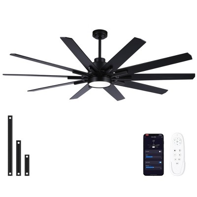 YUHAO 84 in. Indoor Industrial Aluminum Blades Reversible DC Motor Ceiling Fan with Light and Remote Control