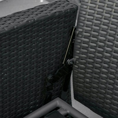 Outsunny Light Blue PE Rattan Swivel Recliner Chair with Cushions