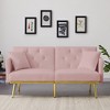 NicBex 59 Inch Velvet Convertible Love Seat Sofa with 2 Throw Pillows for Living Room,Bedroom,Office,Apartment - 2 of 4