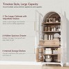 LOVSON 71‘ High Curved Storage Cabinet with Adjustable Shelves, Hidden Drawers and Glass Doors for Kitchen, Dining Room, White,71 ’ x 30 ‘ x 15.75 ’ - 4 of 4