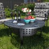 Pure Garden 37" Wood Burning Round Outdoor Fire Pit & Lid Brown: Steel Frame, Includes Poker & Cover, 4200 BTU - 2 of 4