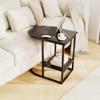 Tangkula C-Shaped Side Table Compact 2-tier Storage End Table for Small Space - 2 of 4