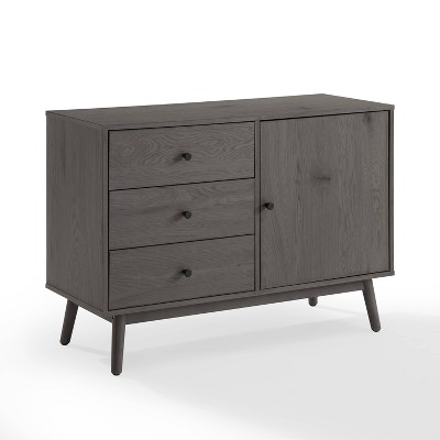 Gray Wood Mid-Century Modern Media Console with Storage