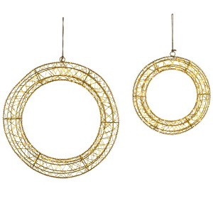 Northlight LED Lighted Hanging Christmas Wreath Decorations - 18" -  Set of 2 - Gold Lights - 1 of 4