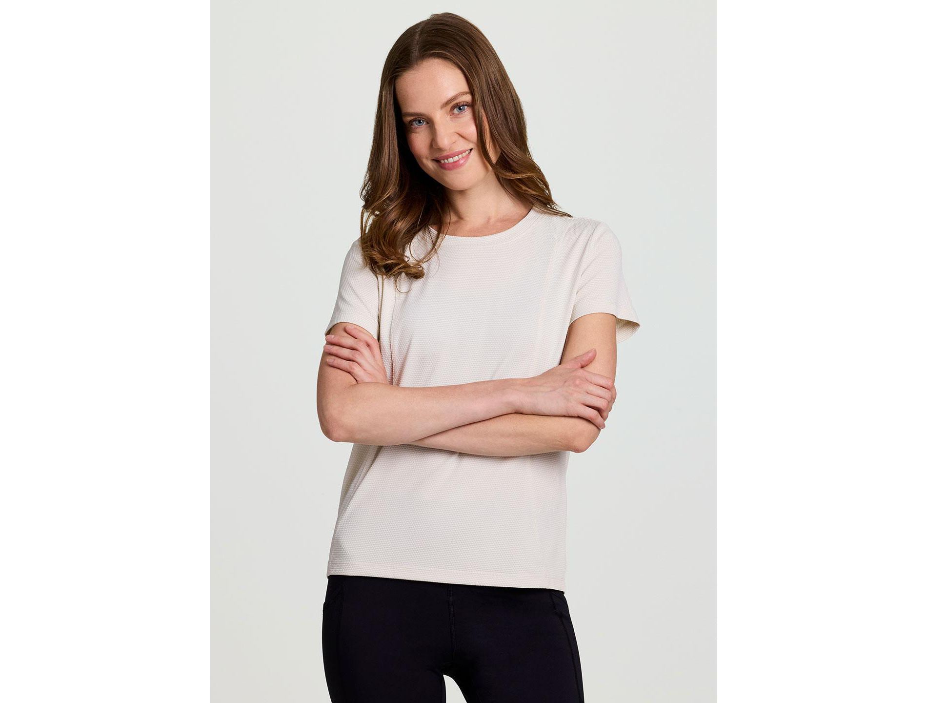 RBX Active Athletic Nylon Blend Textured Jacquard Mesh Short Sleeve Workout T-Shirt