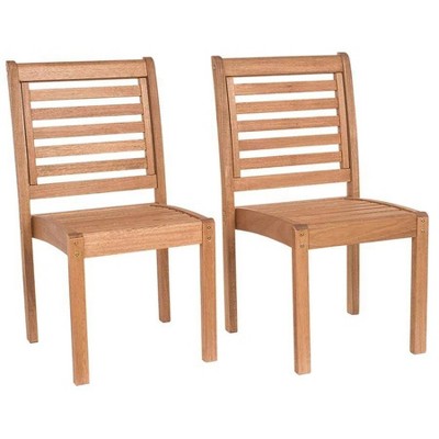 Home 2pk Patio Wood Dining Chair Set - International Home Miami