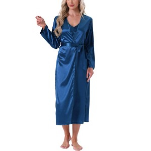 INSPIRE CHIC Women's 2 Pcs Satin Silky V-neck Camisole Comfortable Bridesmaid Robes - 1 of 4