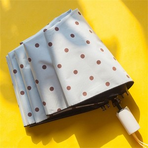 Clotth Polka Dot Sun Umbrella - Foldable, Sun and Rain Dual-Purpose, Retro Black Glue, Polka Dot - 1 of 4