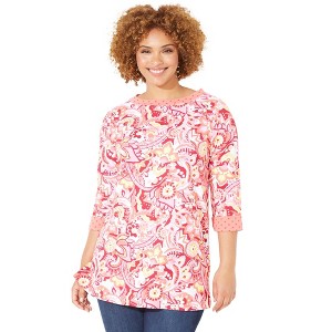 Catherines Women's Plus Size Liz&Me Boatneck Top - 1 of 4