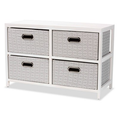 Camber Wood 4 Basket Storage Unit White - Baxton Studio