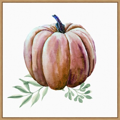 22" x 22" Pumpkin Watercolor Portfolio Framed Wall Canvas - Amanti Art