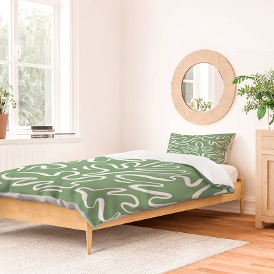 Deny Designs Alilscribble abstract Greens Duvet and Sham Set